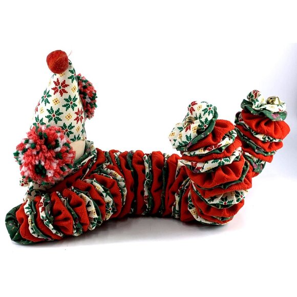 Yoyo Clown Doll Christmas Rag Quilt Fabric Circles Bells 12" Long Vintage - Picture 6 of 8